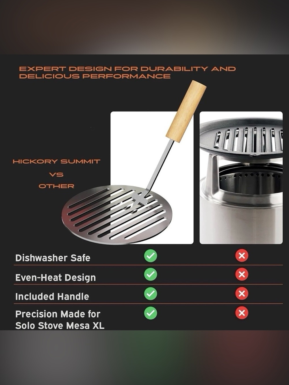 New: Grill Plate Solo Stove Mesa Stainless Steel Grate Fire Pit Hickory Summit - Picture 5 of 5